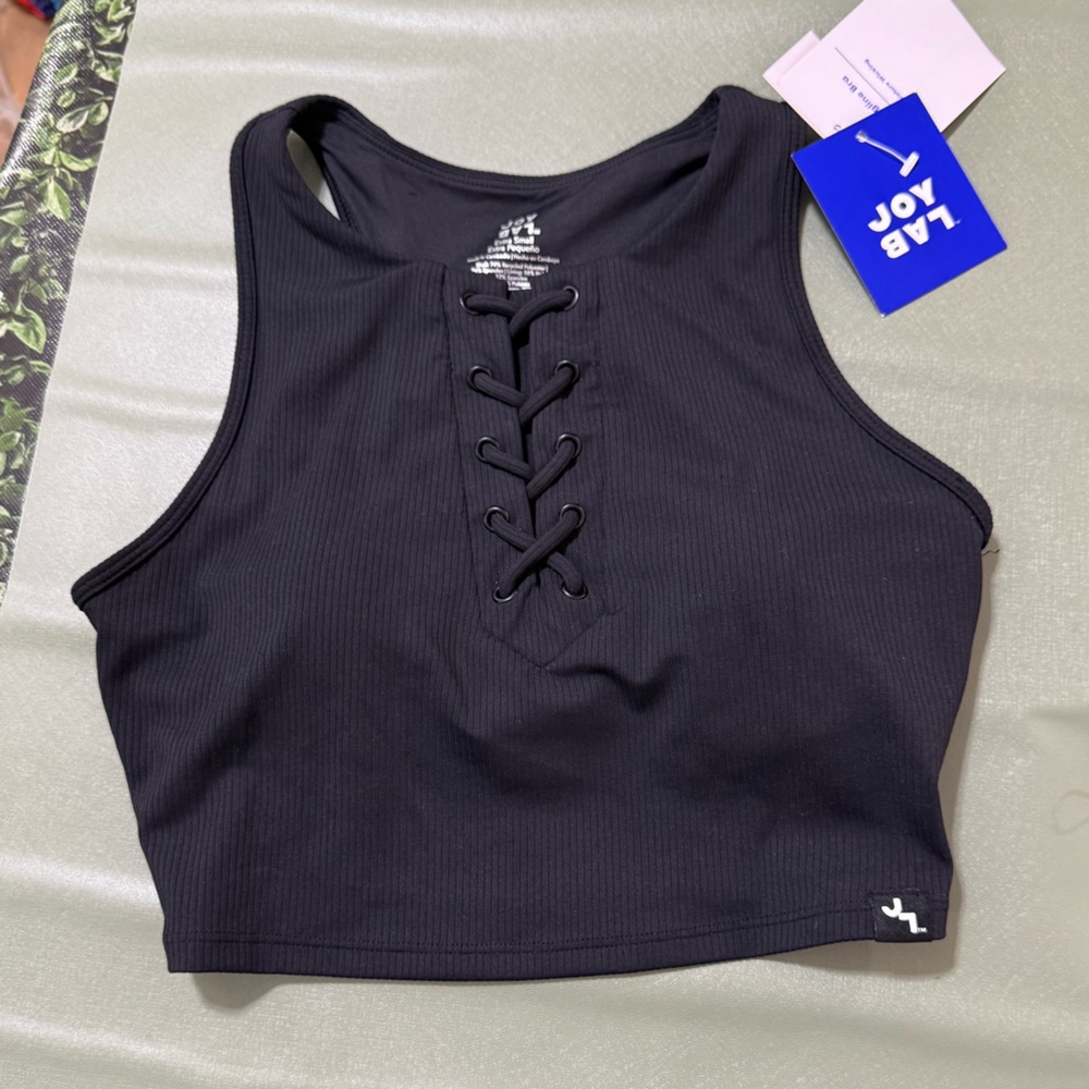 JoyLab Black Lace-Up Sports Bra